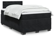 vidaXL Pat box spring cu saltea, negru, 120x190 cm, catifea