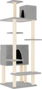 vidaXL Ansamblu de pisici, stâlpi din funie sisal, gri deschis, 154 cm