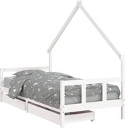 vidaXL Cadru de pat pentru copii, alb, 90x190 cm, lemn masiv de pin