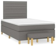 vidaXL Pat box spring cu saltea, gri închis, 120x190 cm, textil