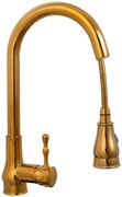 Baterie bucatarie TRENDY'S, tip lebada,para dus  extractabila, perlator 2 functii, gold