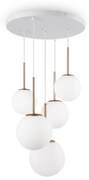 Lustra cu 5 pendule design modern Basic form auriu/ alb