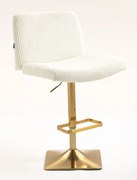 HR150KW Scaun Alb din Catifea Reiată cu Bază Aurie