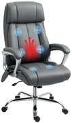 HOMCOM Scaun de Birou cu Masaj în 6 Puncte, Vibrant și Înclinabil, cu Buzunar și Telecomandă, 66x72x113-121 cm, Gri | Aosom Romania