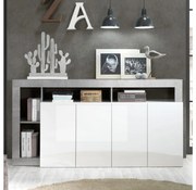 Comodă LENOR, alb/gri cu aspect beton