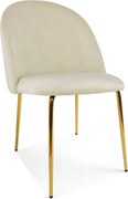 Scaun bucatarie INCA VELVET din catifea cu picioare aurii, crem