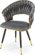 Scaun K551, gri/negru/auriu, stofa catifelata/metal, 62x58x85 cm