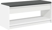 vidaXL Bancă pentru hol cu pernă cu raft Alb 103 x 38 x 45 cm