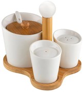 Set servire Florina Adria, portelan, bambus, pentru condimente, 16 x 13 x 12 cm