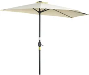 Outsunny Umbrelă Semicirculară cu 20 Lumini LED, Panou Solar, Manivelă si Tijă în 2 Secțiuni, 270x135x240cm, Bej | Aosom Romania
