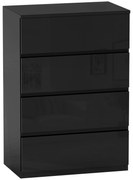 HOMCOM Comodă cu 4 sertare Comodă de stil modern pentru dormitor intrare living 55x34x80 cm Negru | Aosom Romania