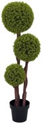 HOMCOM Plantă Artificială de Buxus cu 3 Sfere, Ghiveci Inclus și Bază Întărită, Ø19,5x115 cm, Verde | Aosom Romania