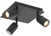 Spotlight inteligent pentru baie negru pătrat IP44 cu 3 GU10 Wifi - Ducha