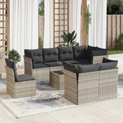 vidaXL Set canapele de grădină cu perne, 9 piese gri deschis poliratan