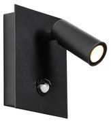 Lampă de perete exterioară neagră cu LED inclus IP54 senzor de mișcare - Simon
