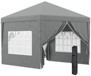 Outsunny Foișor de Grădină Impermeabil, cu Panouri Laterale Pliabile din Oțel și Acoperiș, 2,95x2,95x2,58 m, Verde | Aosom Romania