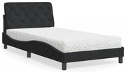 vidaXL Pat cu saltea, negru, 100x200 cm, catifea