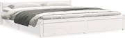 vidaXL Cadru de pat Super King, alb, 180x200 cm, lemn masiv