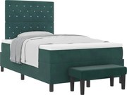vidaXL Pat cu arcuri cu saltea Verde închis 120 x 190 cm Catifea