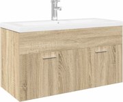 vidaXL Dulap pentru chiuvetă de baie, lavoar încorporat, stejar sonoma