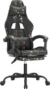 vidaXL Scaun de gaming cu suport picioare, negru/camuflaj, piele eco