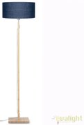Lampadar modern cu baza din lemn si abajur textil FUJI, albastru FUJI/F/4723/BD