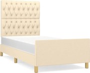 vidaXL Cadru de pat fără saltea cremă 90x190 cm țesătură