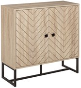 HOMCOM Bufet mobilier de depozitare 2 uși lemn și picioare din metal negru dim. 80L x 29,5l x 80H cm | Aosom Romania