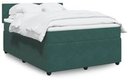 vidaXL Pat box spring cu saltea, verde închis, 140x190 cm, catifea
