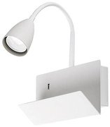 Aplica de perete cu spot directionabil si port USB Tacito alb