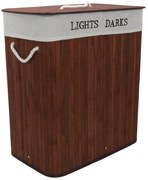 Coș de rufe cu două compartimente, cu sac detașabil, bambus, 100 l