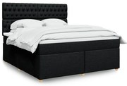 vidaXL Pat box spring cu saltea, negru, 180x200 cm, catifea