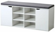 Raft pentru pantofi cu scaun Kesper 15918, alb,103 x 48 x 30,5 cm