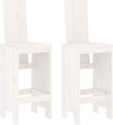 vidaXL Scaune de bar, 2 buc., alb, 40x42x120 cm, lemn masiv de pin