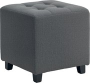 HOMCOM Suport pentru picioare living, ottoman, șezut capitonat în țesătură cu aspect de in cu buzunar lateral, 35 x 35 x 35 cm, gri | Aosom Romania