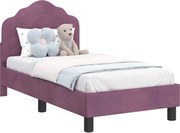 vidaXL Cadru de pat pentru copii cu spătar Violet 70 x 140 cm Catifea