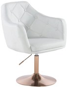 HR831N Scaun Piele Ecologica Alb cu Bază Aurie