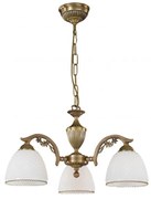 Candelabru cu 3 brate clasic design italian din alama si sticla 8601 RA-L. 8601/3