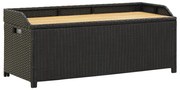 vidaXL Bancă de depozitare pentru grădină, negru, 120 cm, poliratan