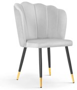 Scaun tapitat Hilton gri picioare negru/gold - H88 cm