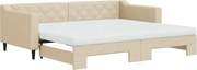 vidaXL Pat de zi cu extensie și saltele, crem, 90x200 cm, textil
