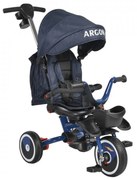 Tricicleta pliabila cu copertina NOVOKIDS™ Argon Trike , Pedale si maner pentru parinti, Scaun reversibil cu rotire 360 grade , Functie Free Wheel,