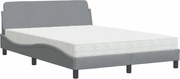 vidaXL Pat cu saltea, Dover, gri deschis, 140x190 cm, textil