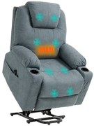 HOMCOM Fotoliu pentru Masaj cu Ridicare pentru Persoane În Vârstă, 8 Puncte de Masaj, Pungi Laterale, Telecomandă, 90L x 101B x 107 cm, Gri | Aosom Romania