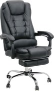 Scaun de birou EMPEROR, suport pentru picioare, recliner 135 , Piele ecologica, Negru