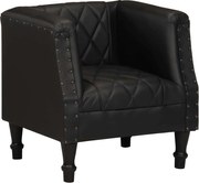 vidaXL Fotoliu spătar rotund, negru, piele naturală de capră