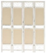 vidaXL Paravan de cameră cu 4 panouri, crem, 140x165 cm, textil