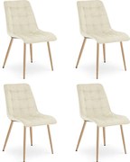 Set 4 Scaune Bucatarie/Dining Spirit Catifea Bej,Picioare Metalice, Finisaj Lemn