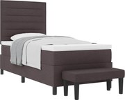 vidaXL Pat cu arcuri cu saltea Maro închis 90 x 190 cm țesătură