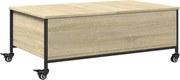 vidaXL Măsuță cafea cu roți stejar sonoma 91x55x34 cm lemn prelucrat